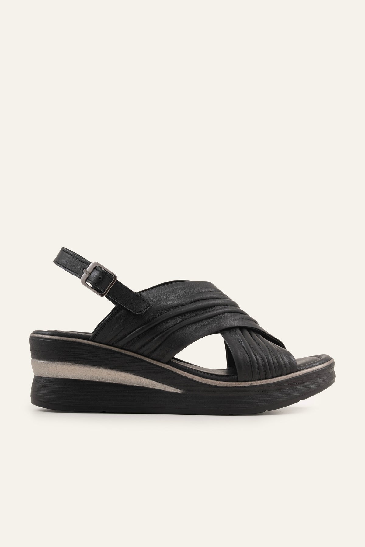 Rhodes Genuine Leather Women Wedge Sandals Black - view 1