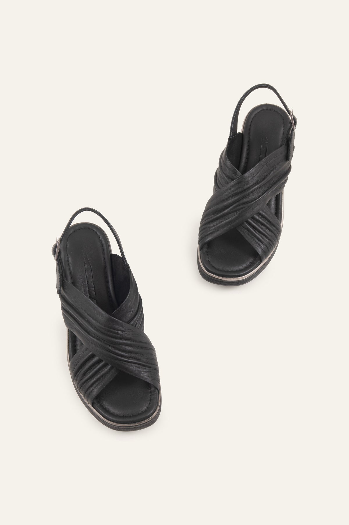 Rhodes Genuine Leather Women Wedge Sandals Black - view 4