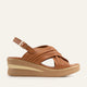 Rhodes Genuine Leather Women Wedge Sandals Tan