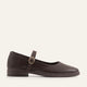 Rimini Genuine Leather Women Mary Jane Flats Dark Brown