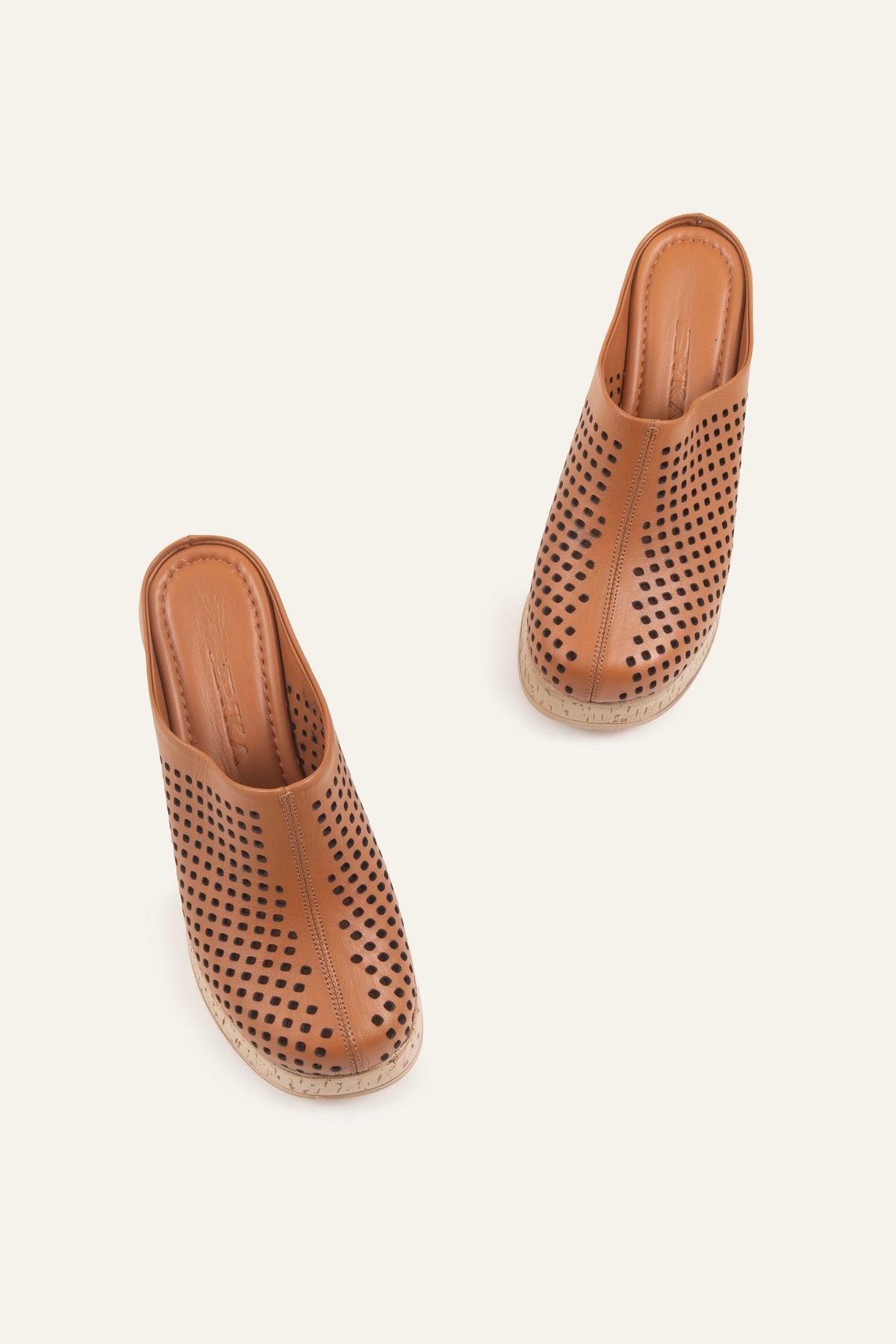 Ronda Genuine Leather Women Cork Heel Clogs Tan - view 4