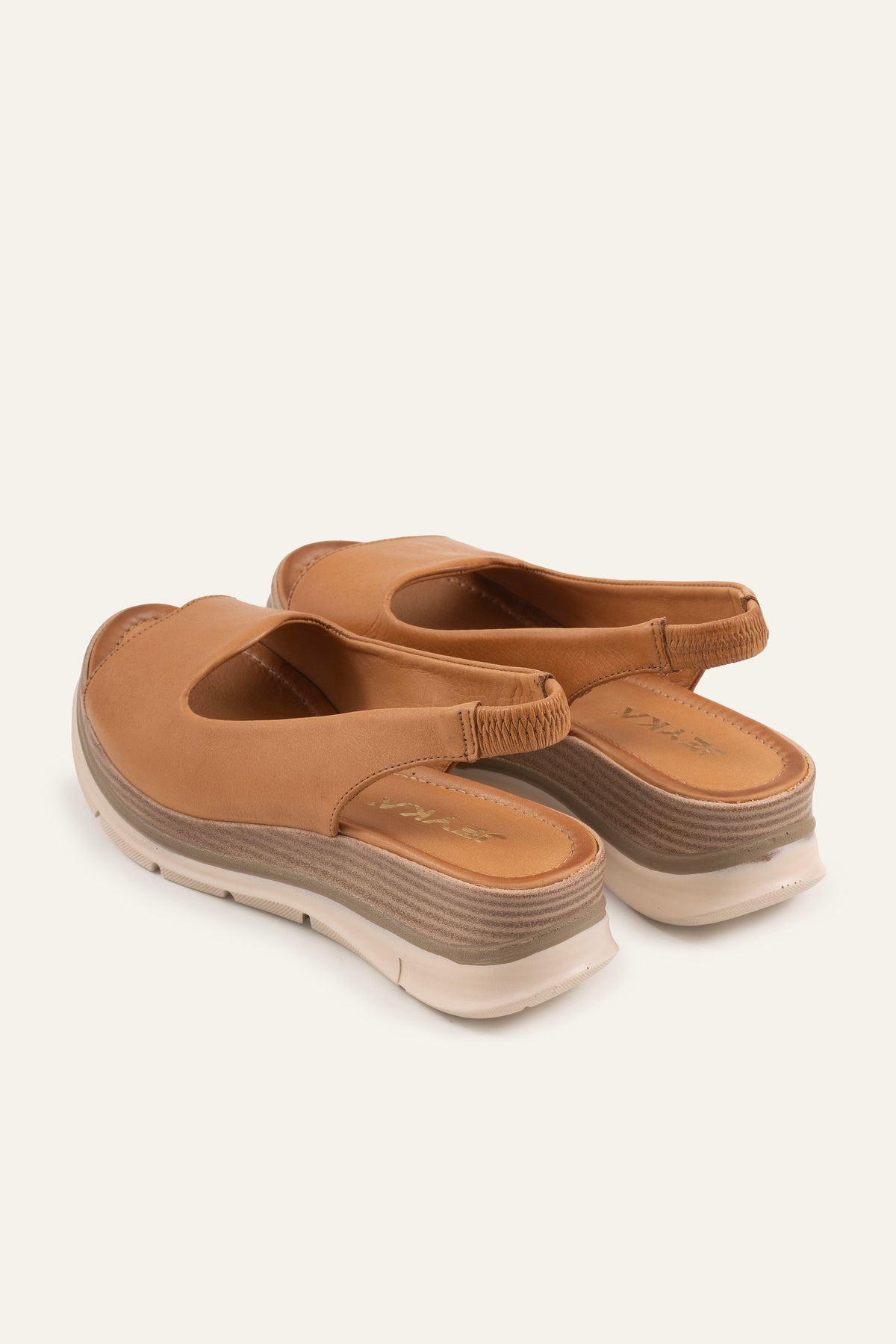 Stresa Genuine Leather Women Wedge Sandals Tan - view 3