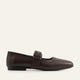 Torino Genuine Leather Women Mary Jane Flats Dark Brown