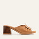 Trieste Genuine Leather Women Block Heel Mules Tan