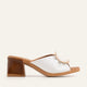 Trieste Genuine Leather Women Block Heel Mules White