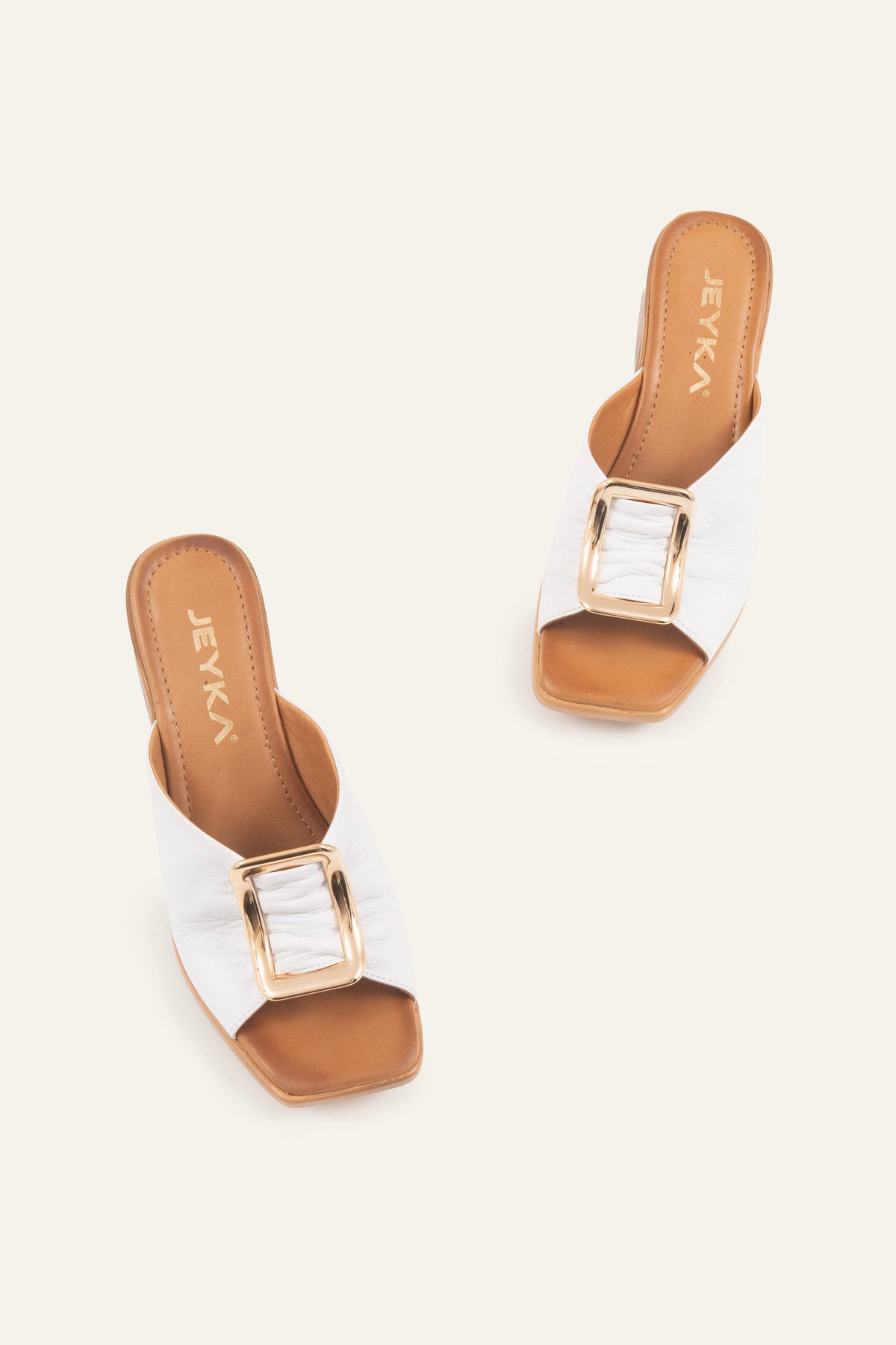 Trieste Genuine Leather Women Block Heel Mules White - view 4