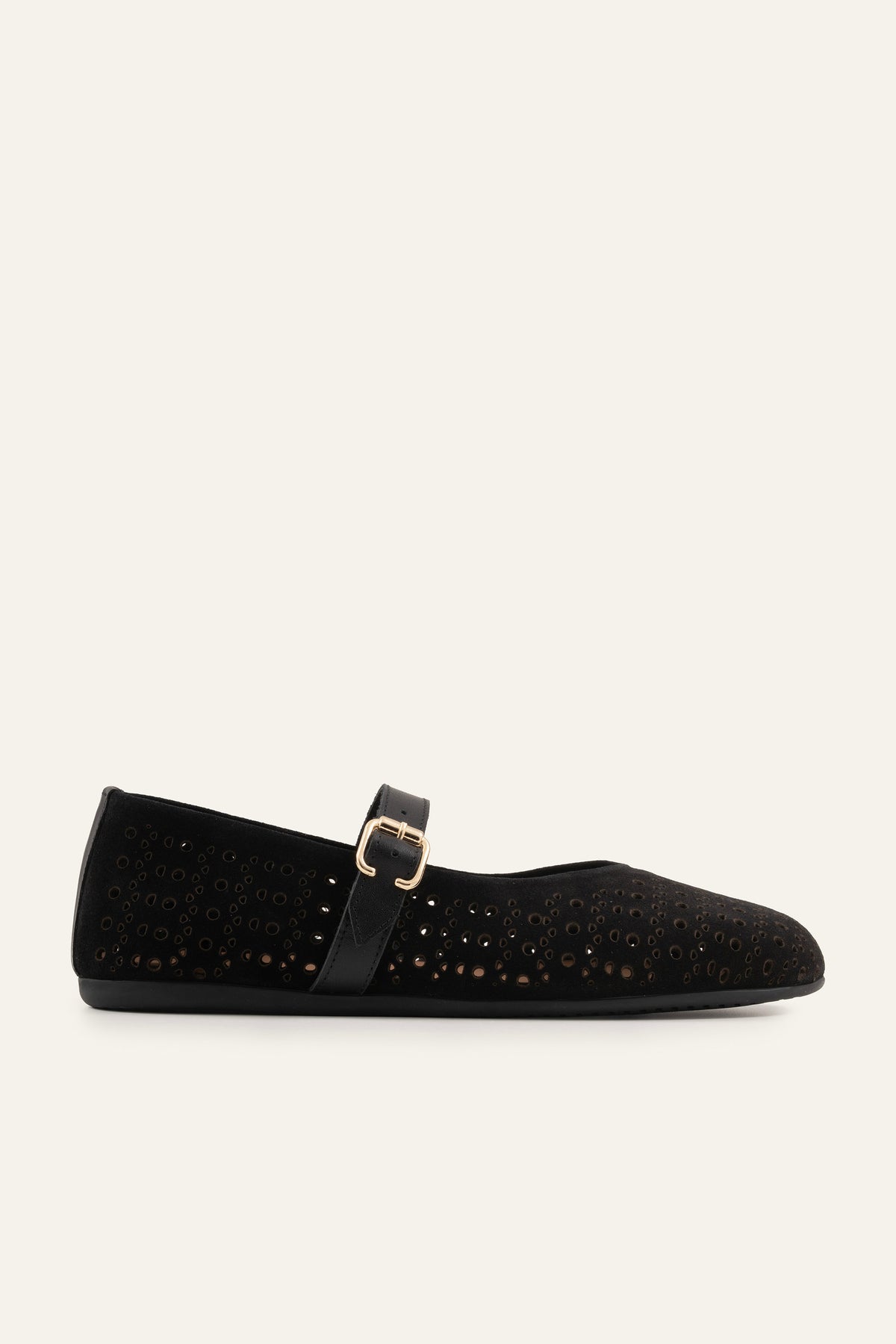 Umbria Genuine Suede Women Mary Jane Flats Black - view 1