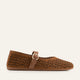 Umbria Genuine Suede Women Mary Jane Flats Brown