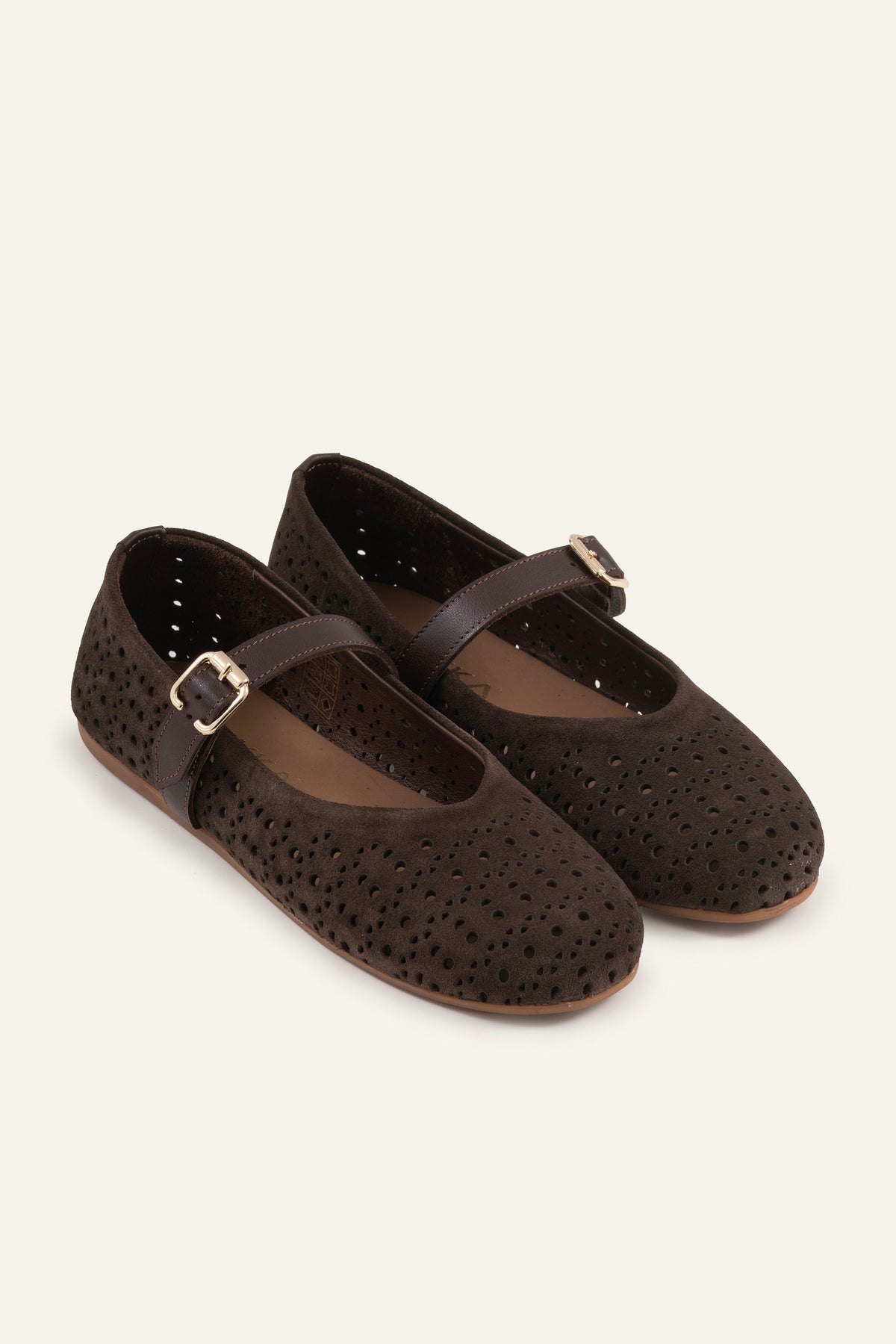 Umbria Genuine Suede Women Mary Jane Flats Dark Brown - view 3