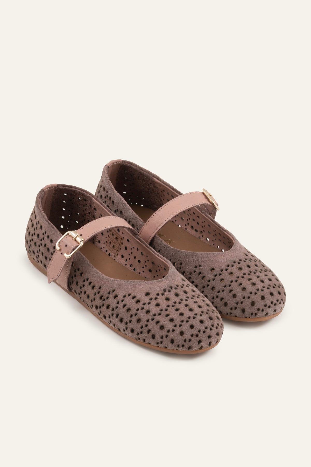 Umbria Genuine Suede Women Mary Jane Flats Taupe - view 3