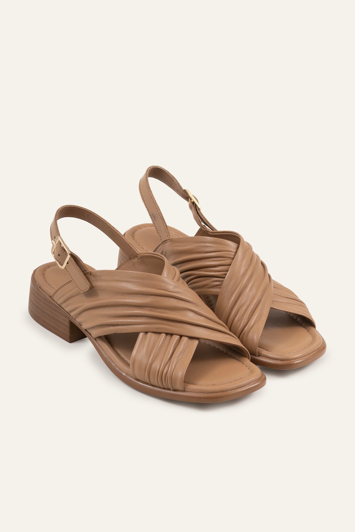 Valencia Genuine Leather Women Low Heel Sandals Taupe - view 2
