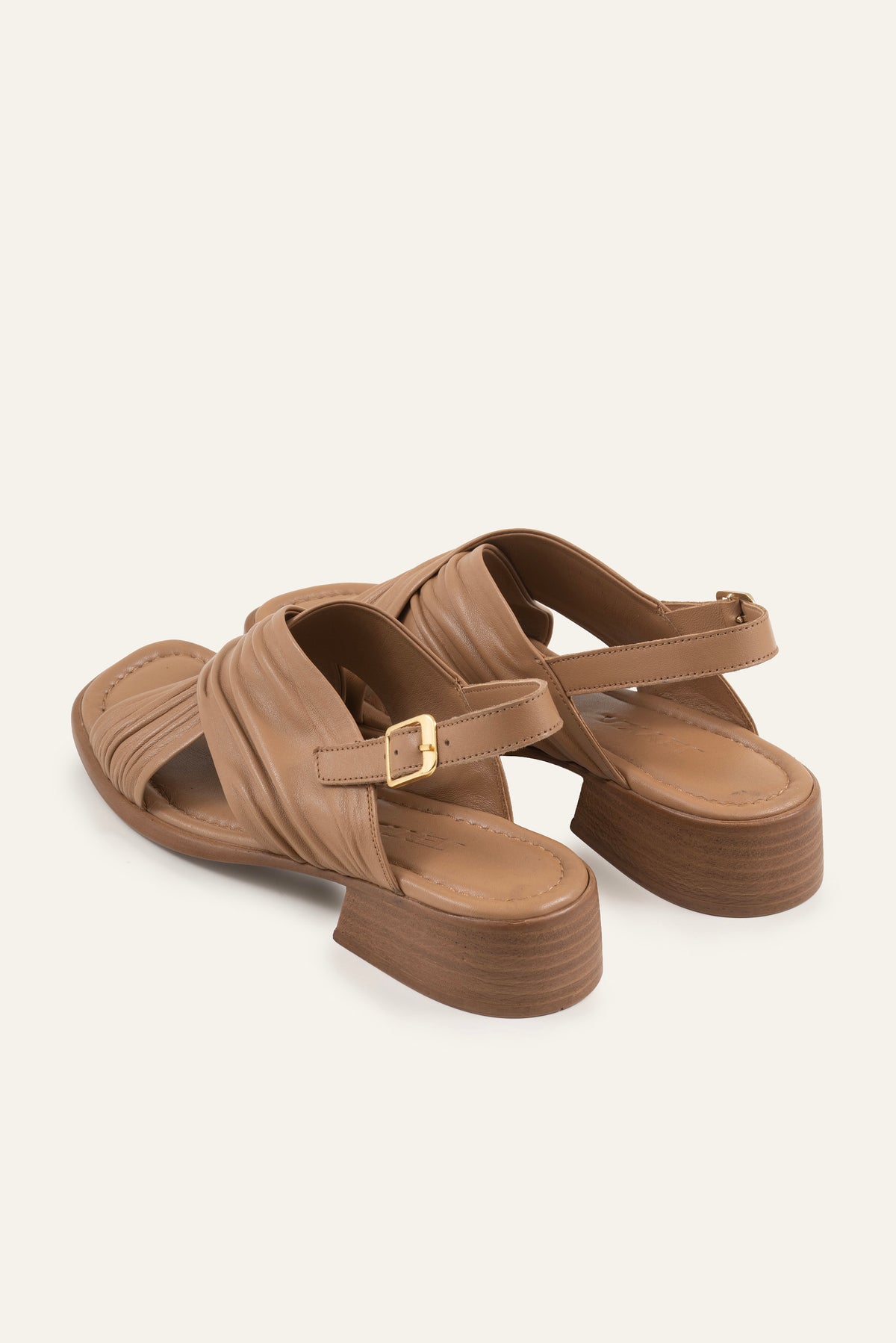 Valencia Genuine Leather Women Low Heel Sandals Taupe - view 3