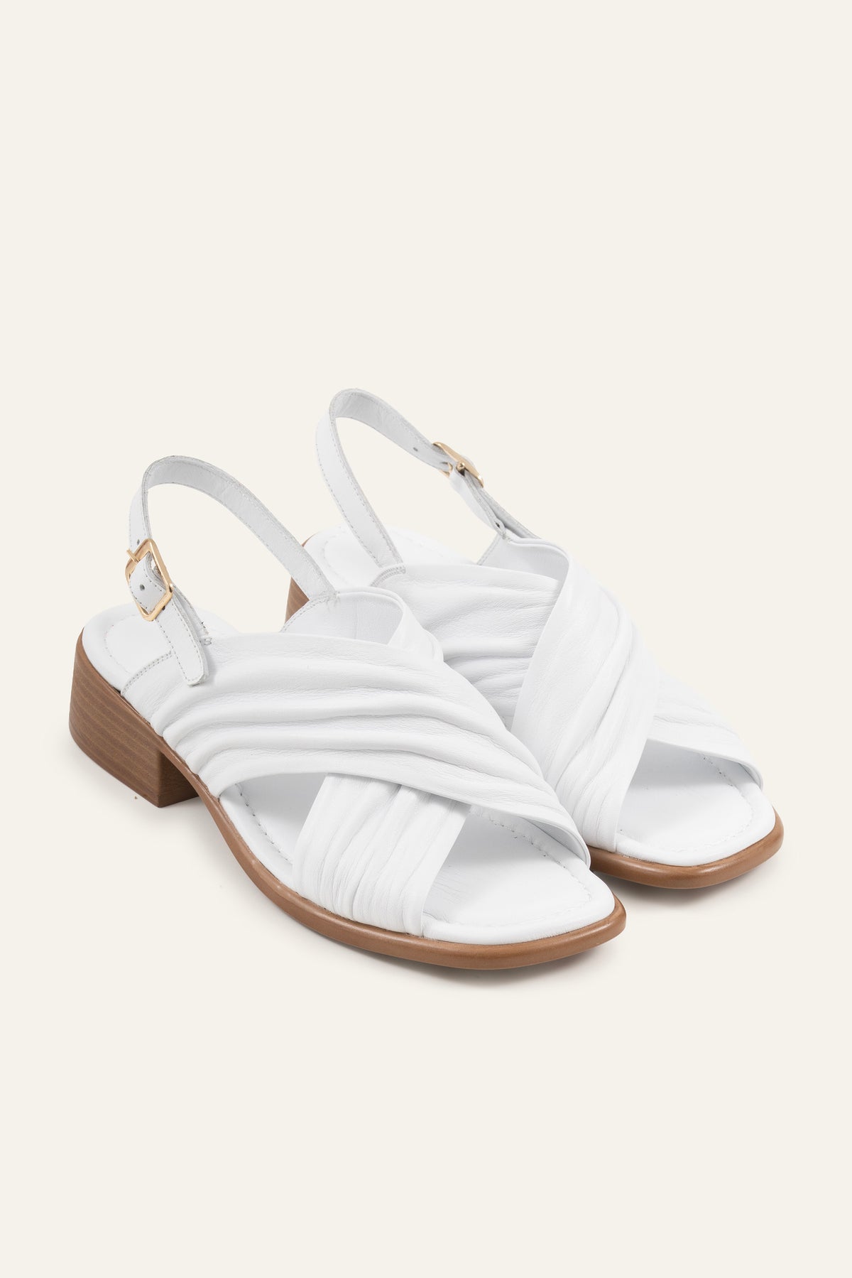 Valencia Genuine Leather Women Low Heel Sandals White - view 2