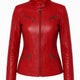 Sonia Red Leather Jacket Women Jeyka