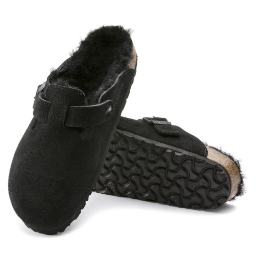 Boston Shearling Black Suede Leather/Shearling Narrow