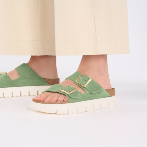 Arizona Chunky Green Tea Suede Leather Narrow