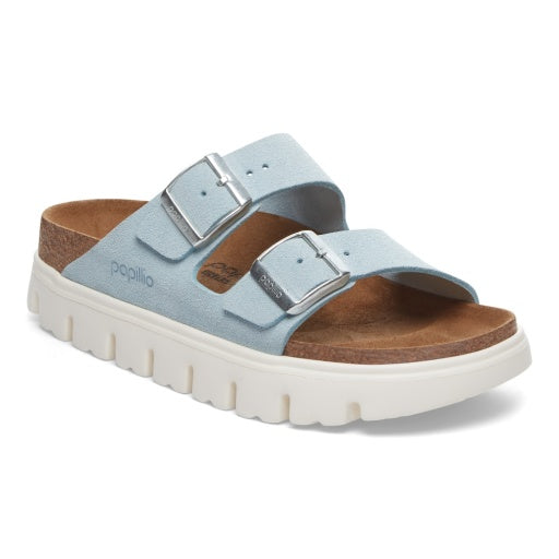 Arizona Chunky Baby Blue Suede Leather Narrow