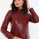 Bonnie Maroon Leather Jacket Women Jeyka
