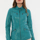 Sonia Turquoise Leather Jacket Women Jeyka