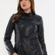 Sonia Navy Leather Jacket Women Jeyka