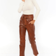 Soho Tan Leather Pants Women