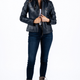 Weekend Navy Blue Leather Jacket Women