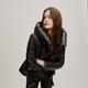 Jeyka Puffer Black Leather Jacket Women