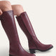 Fano Genuine Knee High Leather Burgundy Boots