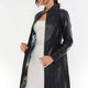 Alexa Navy Blue Leather Trench Coat Women Jeyka