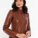 Nita Brown Leather Jacket Women Jeyka