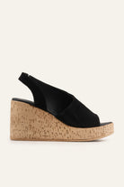 Alacati Genuine Suede Women Cork Wedge Sandals Black - view 1