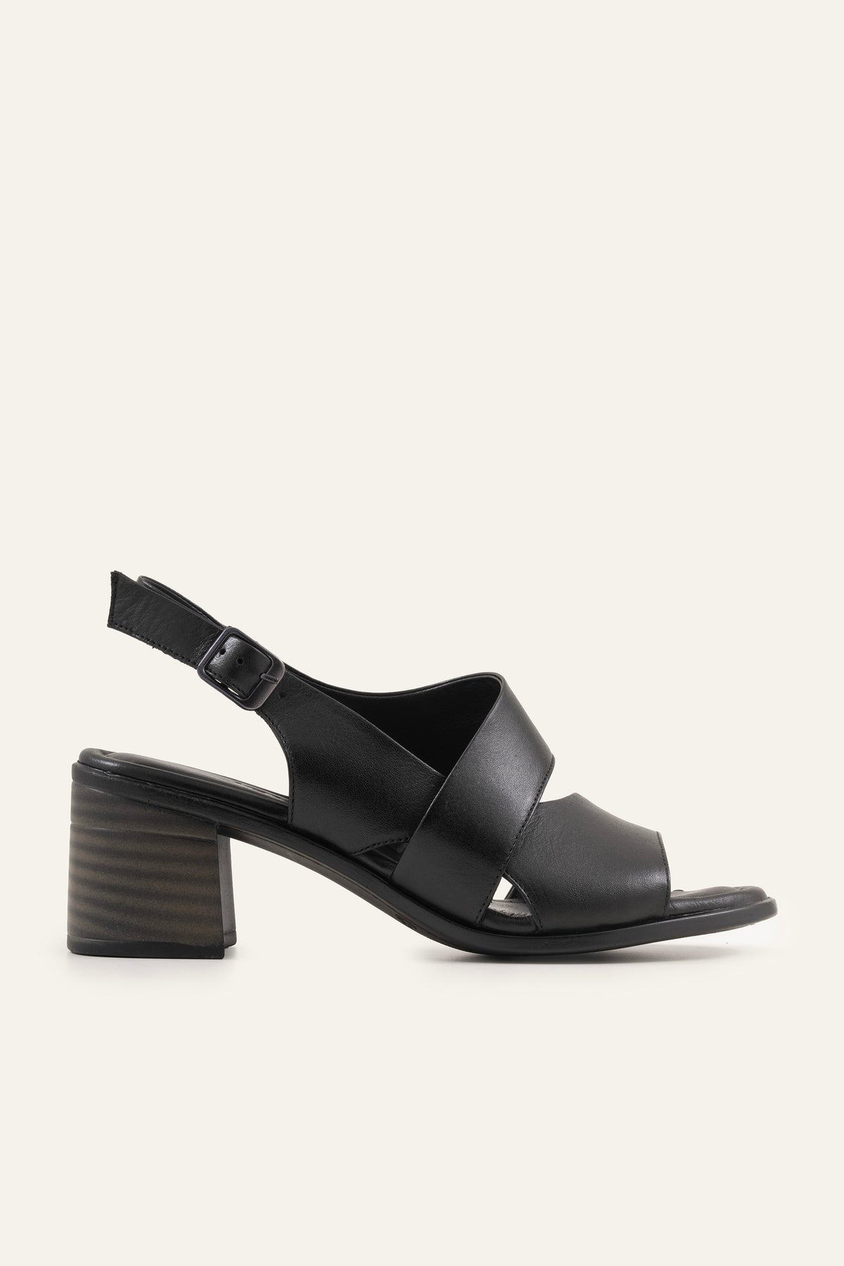 Ancona Genuine Leather Women Block Heel Sandals Black - view 1