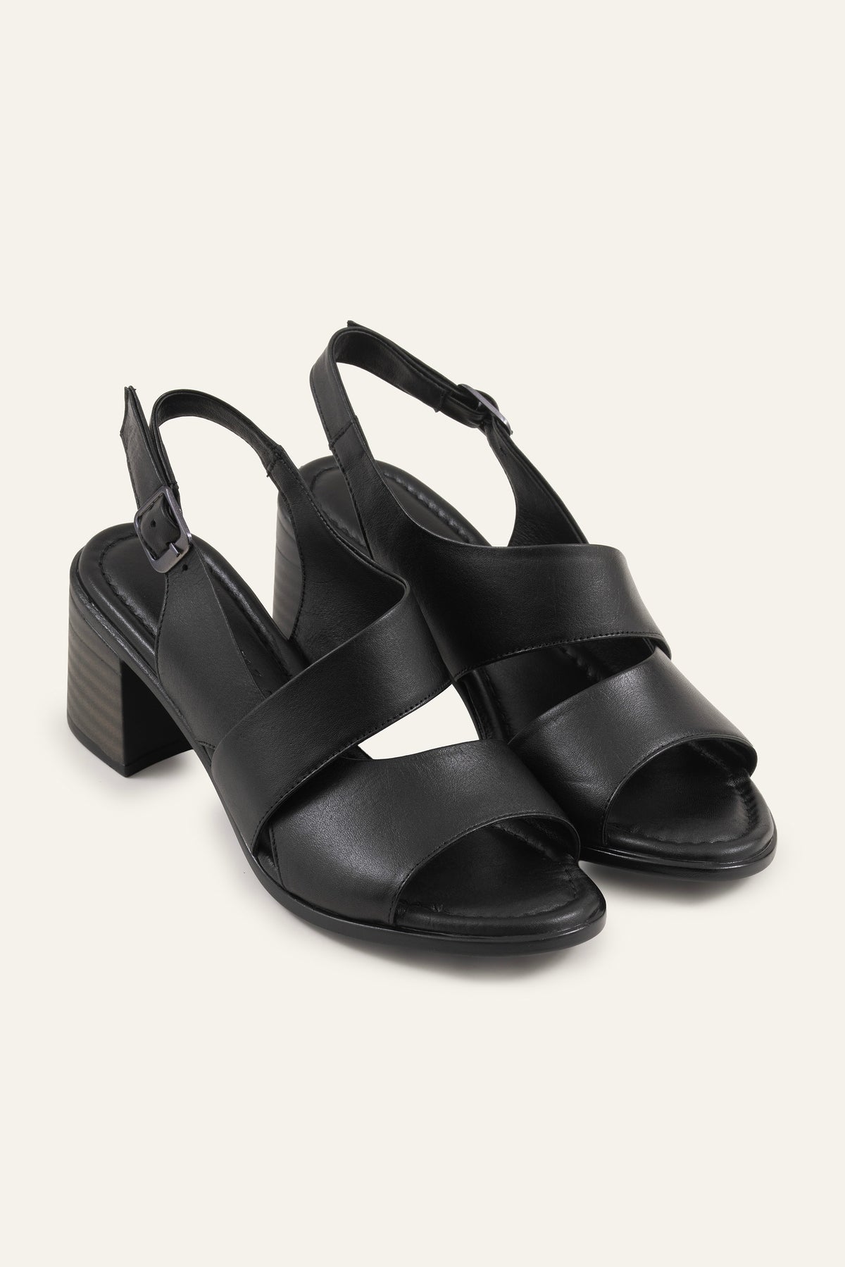 Ancona Genuine Leather Women Block Heel Sandals Black - view 2