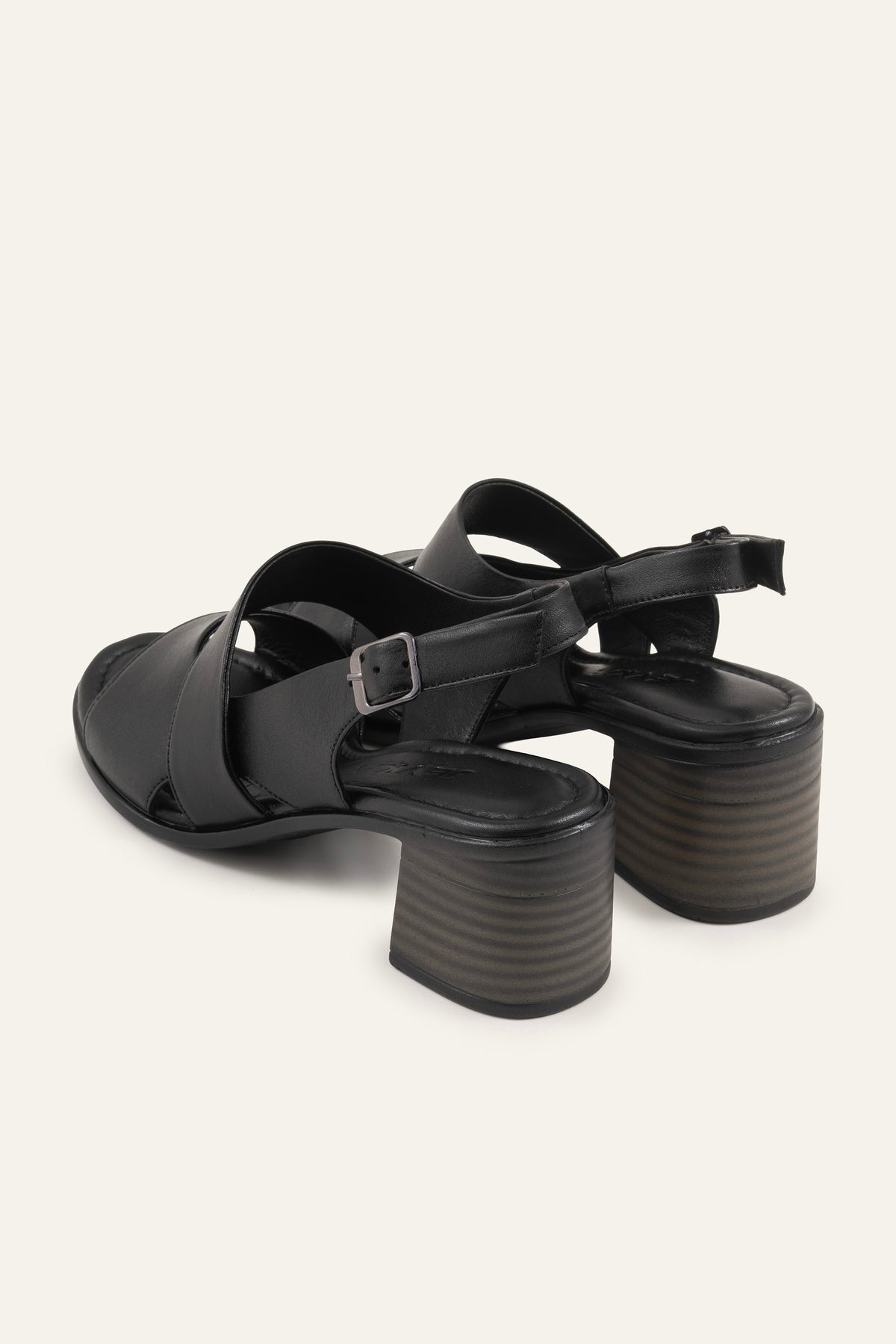 Ancona Genuine Leather Women Block Heel Sandals Black - view 3