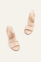 Ancona Genuine Leather Women Block Heel Sandals Cream - view 4