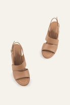 Ancona Genuine Leather Women Block Heel Sandals Taupe - view 4