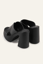 Antibes Genuine Leather Women Platform Heel Mules Black - view 4
