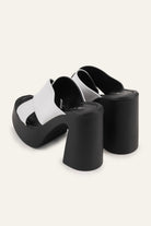 Antibes Genuine Leather Women Platform Heel Mules Black White - view 3