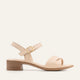 Arezzo Genuine Leather Women Block Heel Sandals Cream