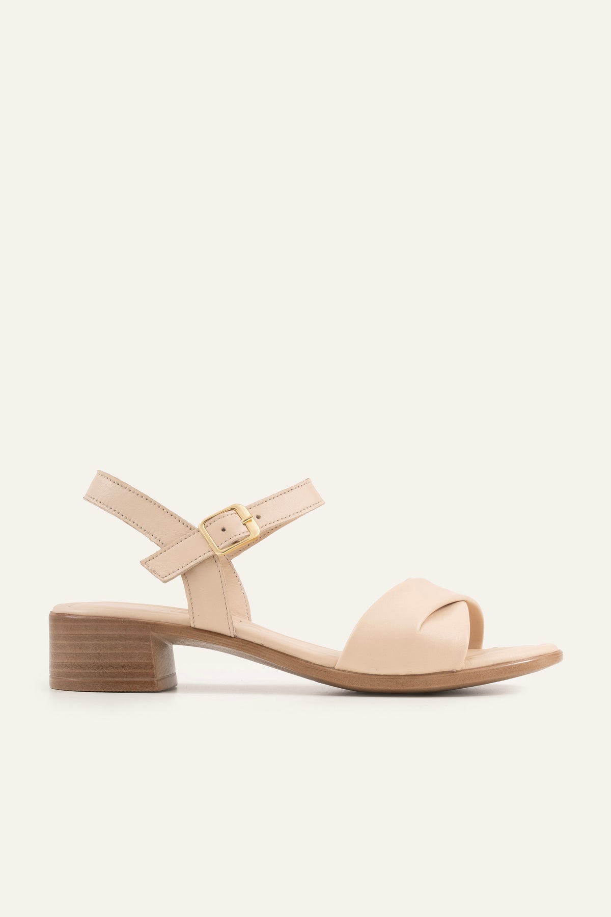 Arezzo Genuine Leather Women Block Heel Sandals Cream - view 1