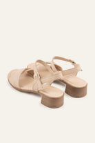 Arezzo Genuine Leather Women Block Heel Sandals Cream - view 3