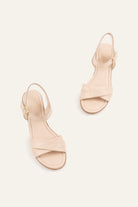 Arezzo Genuine Leather Women Block Heel Sandals Cream - view 4