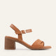 Parma Genuine Leather Women Block Heel Sandals Tan