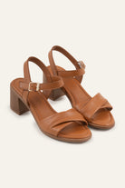 Arezzo Genuine Leather Women Block Heel Sandals Tan - view 2