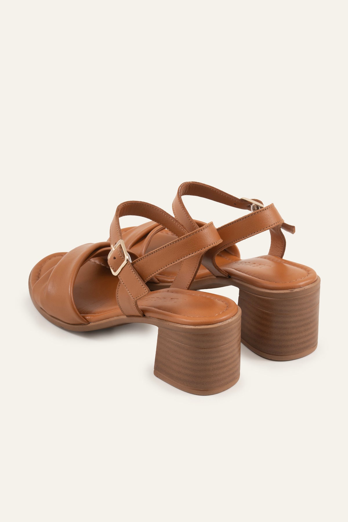 Arezzo Genuine Leather Women Block Heel Sandals Tan - view 3