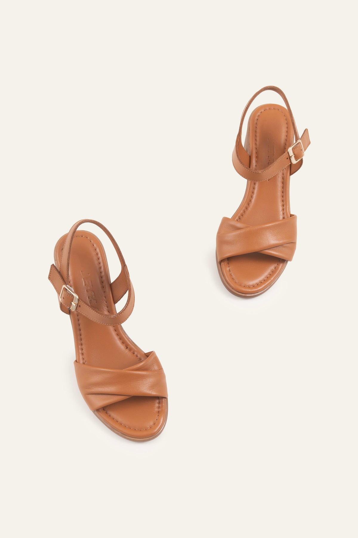 Arezzo Genuine Leather Women Block Heel Sandals Tan - view 4