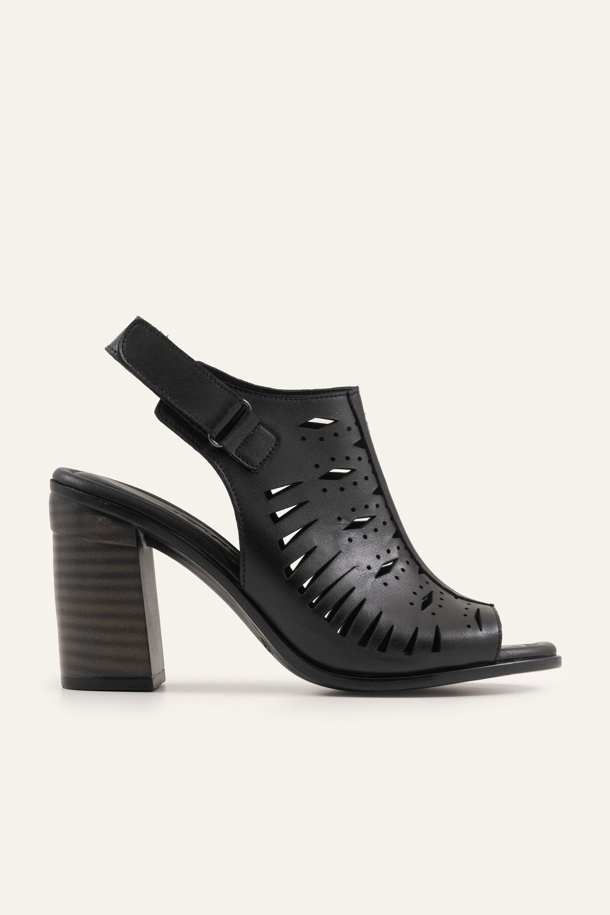 Assos Genuine Leather Women Heeled Sandals Black - view 1