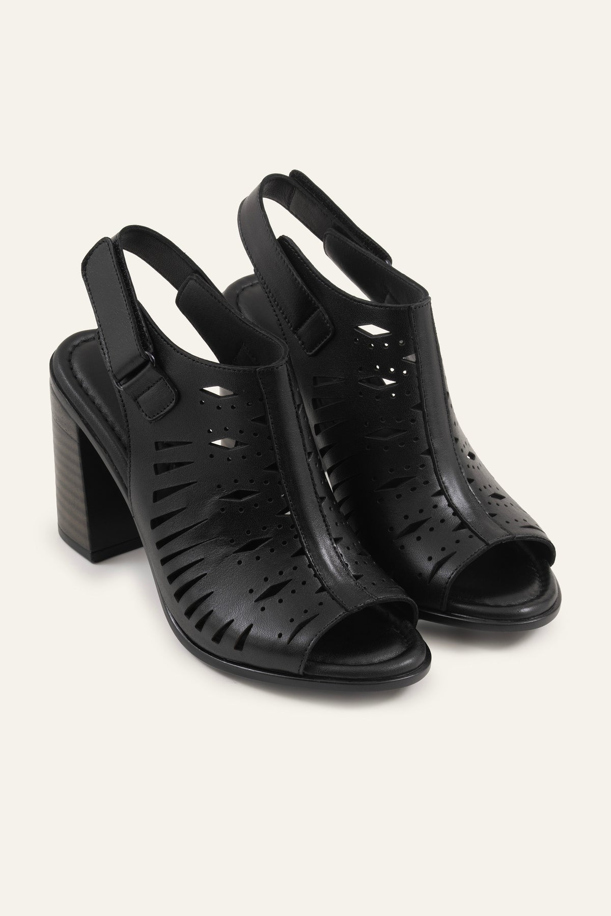 Assos Genuine Leather Women Heeled Sandals Black - view 2