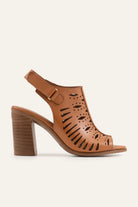 Assos Genuine Leather Women Heeled Sandals Tan - view 1
