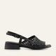 Atrani Genuine Leather Women Low Heel Sandals Black